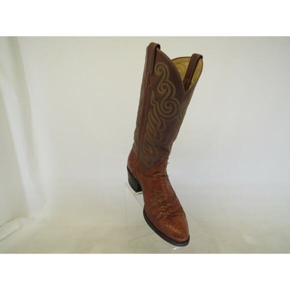 Tony Lama Brown Leather Snake Western Cowboy Boot Mens Size 8.5 D Gold Label main image 10